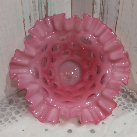 Fenton Coin Spot Cranberry Opalescent Dish - Picture 2 of 5